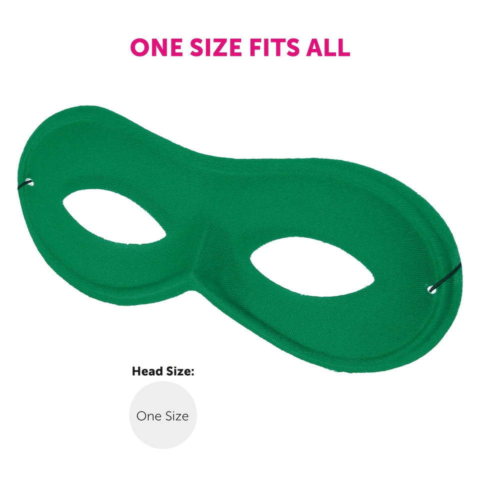 image 1 of Green Eye Mask on Elastic – Fancy Dress Accessory for Superheroes, Costumes & Parties Green | One Size