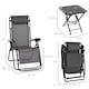 image 5 of Outsunny Folding Zero Gravity Chairs, 3 Pieces Adjustable Sun Lounger and Table Set with Cup Holder and Headrest, Patio Bistro Set with Reclining Garden Chairs for Outdoor, Dark Grey