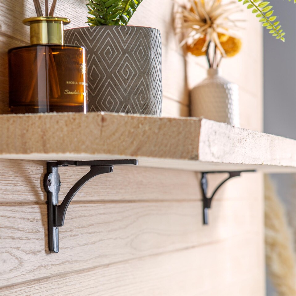 image 1 of Hammer & Tongs Curved Iron Shelf Bracket - D100mm - Black