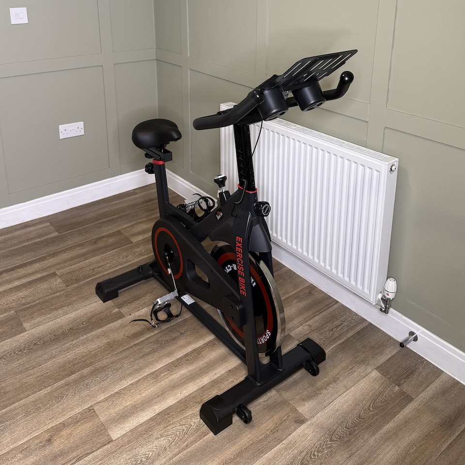 image 1 of HOMCOM 8kg Flywheel Exercise Bike with Adjustable Height, Resistance, Black