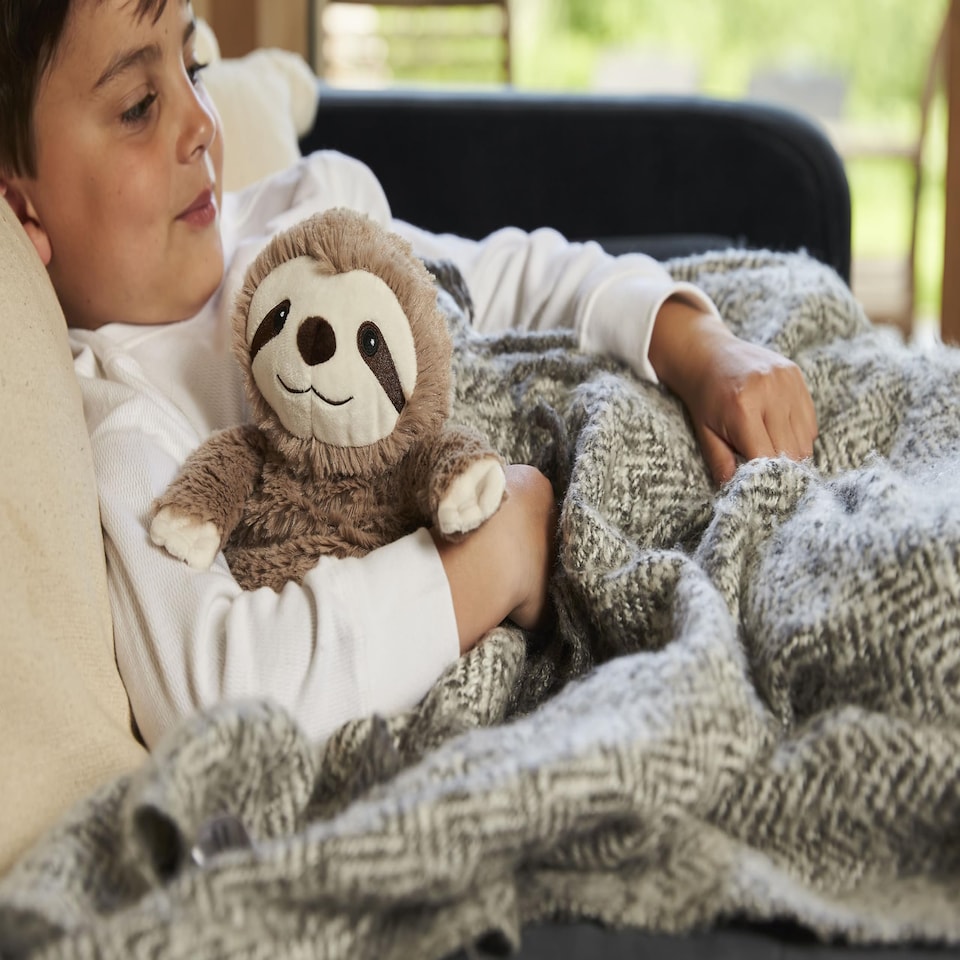 image 1 of Warmies Sloth Plush Junior Size, Fully Microwavable and Weighted Cuddly for Anxiety and Relaxation, Chill in The Freezer or Heat in Microwave, Soft Heat Pad