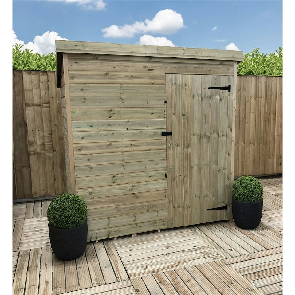 image 1 of 4 x 3 WINDOWLESS Garden Shed Pressure Treated T&G PENT Wooden Garden Shed + Single Door (4' x 3' / 4ft x 3ft) (4x3)
