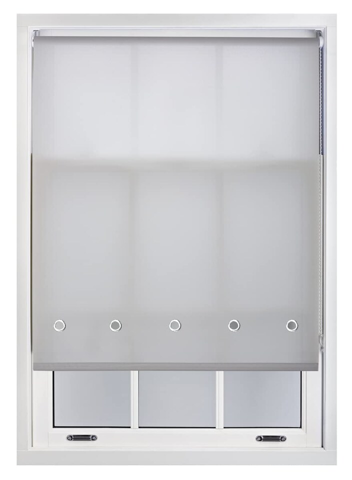 image 1 of FURNISHED Roller Blinds Daylight Round Eyelet Light Filtering Easy Fit Trimmable Window Blind | Grey | Grey | (W) 205cm x (L) 165cm