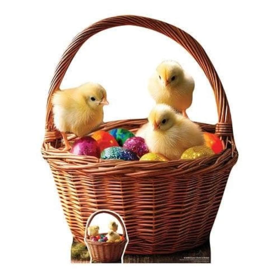 image 1 of Easter Chicks In Basket Star Mini Cardboard Cutout 94cm