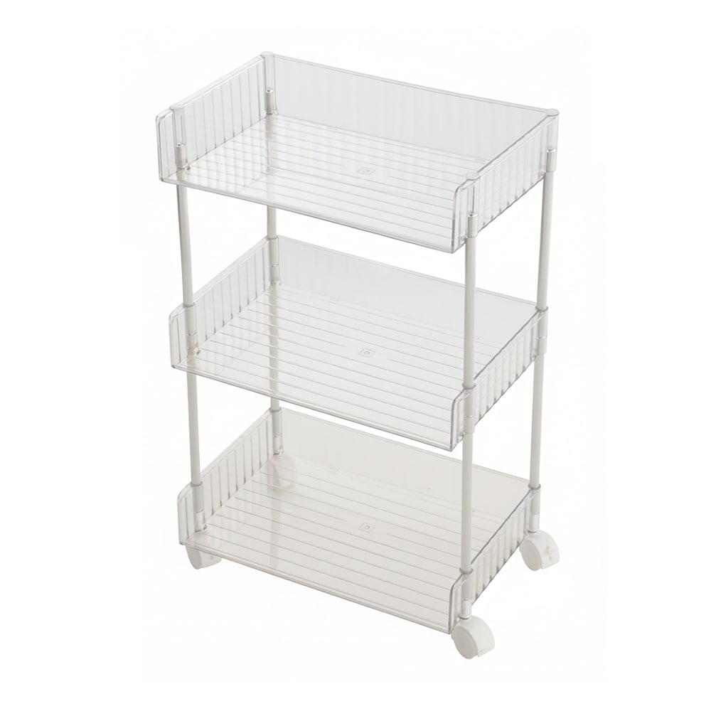 Living and Home 3-Tier Transparent Rolling Storage Cart Clear
