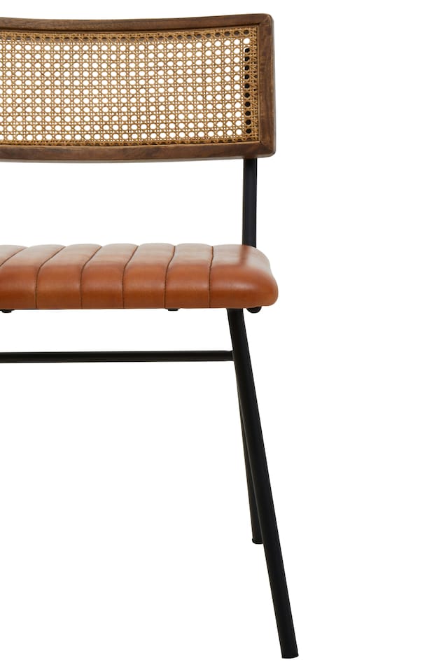 image 1 of Interiors by Premier Tan Leather Dining Chair, Sturdy Dining Room Chair, Leather Effect Accent Chair | Brown