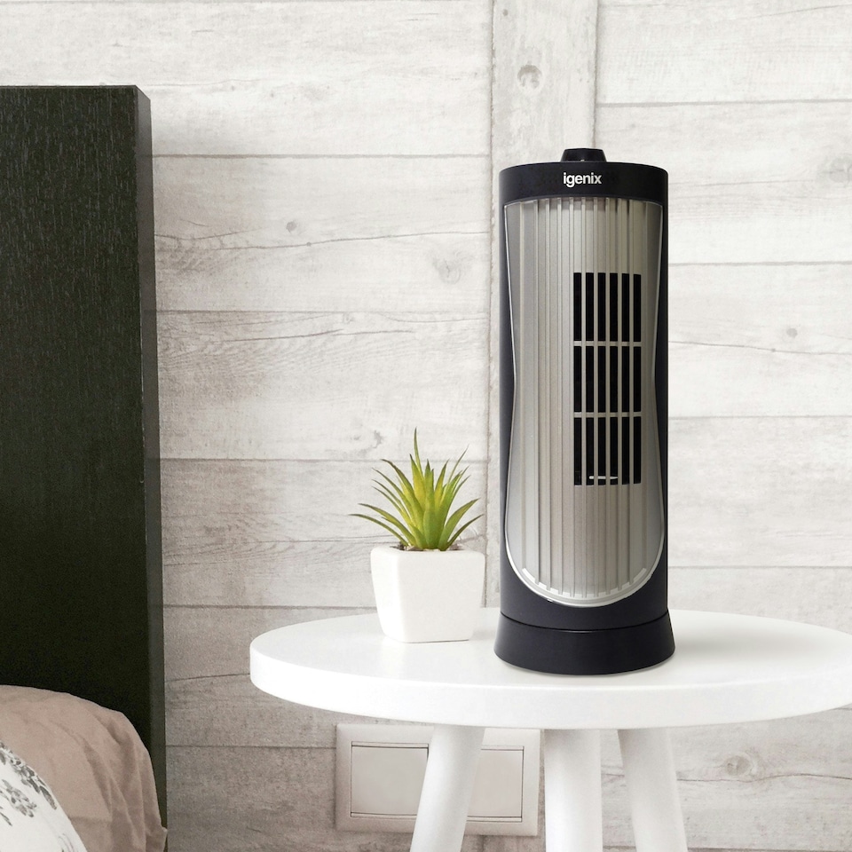 image 1 of Igenix Mini Tower Fan, Oscillating, 12 Inch, Black, DF0020
