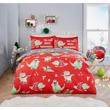 Bedlam Santasaurus Duvet Cover Set Red