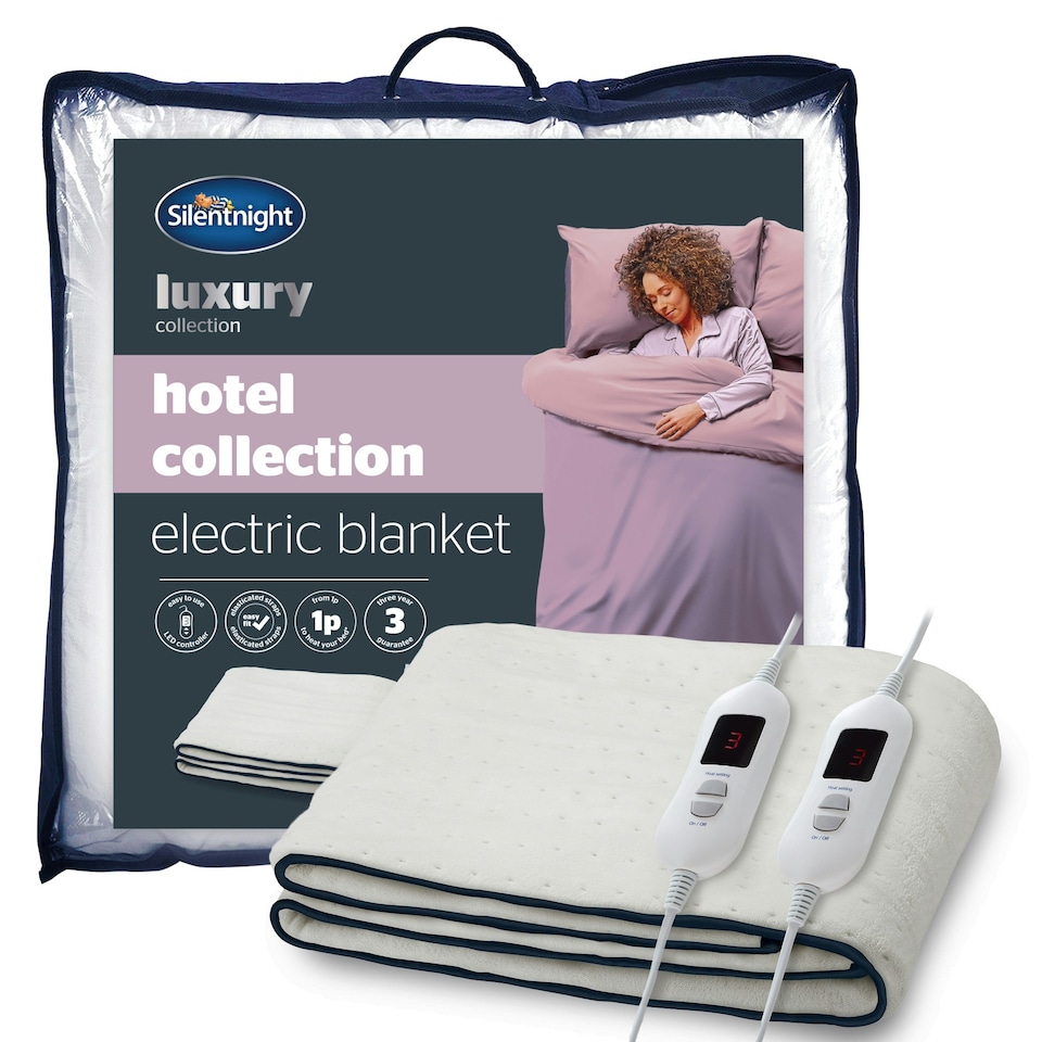 image 1 of Silentnight Hotel Collection Electric Blanket, 3 Heat Settings, Overheat Protection, Easy Fit, Double