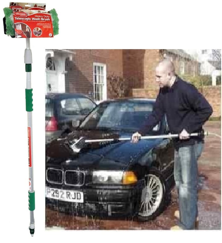 image 1 of 2M Telescopic Aluminium Car Van Truck Bus Window Cleaning Brush Hose Extendable