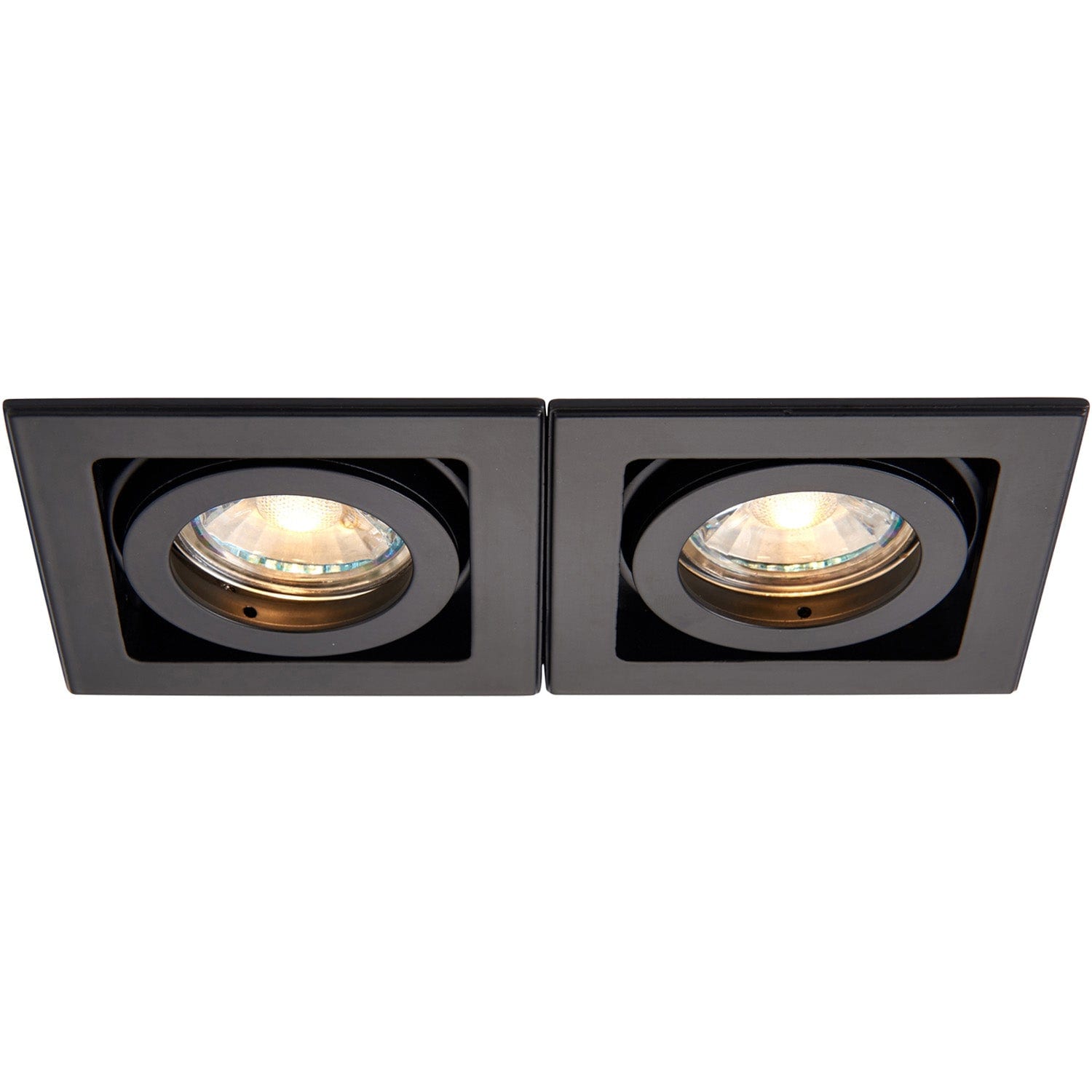 Loops Twin Adjustable Recessed Boxed Downlight - 2 x 50W GU10 Reflector - Matt Black