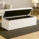 image 2 of 120cm Wide Lux Ottoman Storage Box, White Velvet Upholstered Chesterfield Storage Ottoman Box