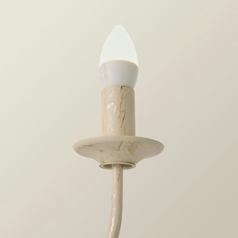 image 1 of ValueLights Traditional Style 8 Way White Distressed Ceiling Light Chandelier Fitting | Cream