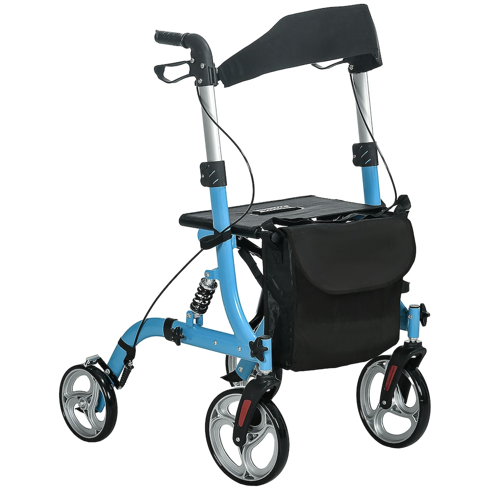 image 1 of 4 Wheel Rollator with Seat Adjustable Mobility Walker with Bag Dual Brakes