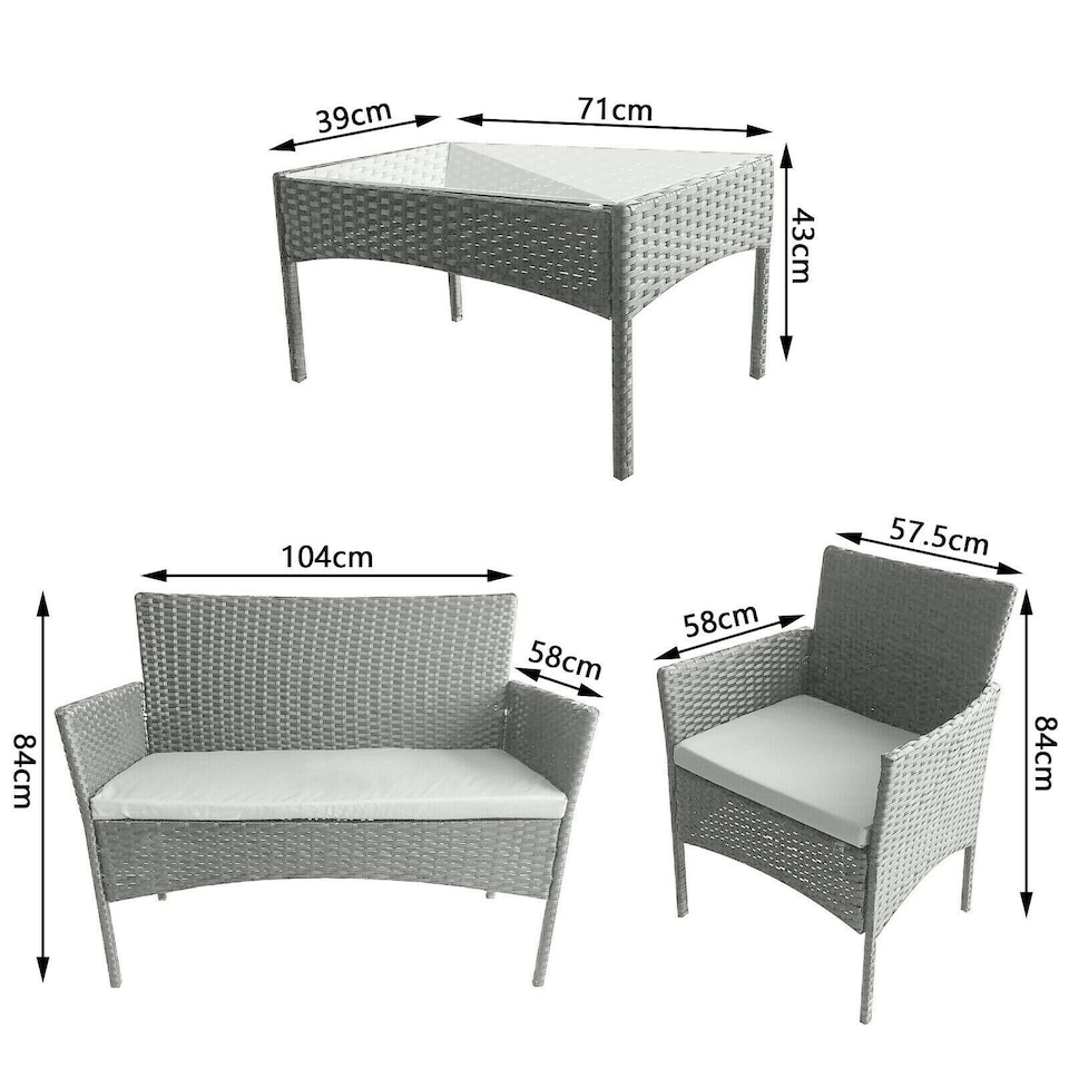 image 1 of MCC DIrect Rattan Sofa Chairs and Table Outdoor Patio Garden Furniture Bistro Set Roger