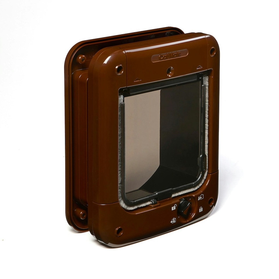 image 1 of Cat Mate Microchip Cat Flap Door with 4 Way Lock – Brown (360B)
