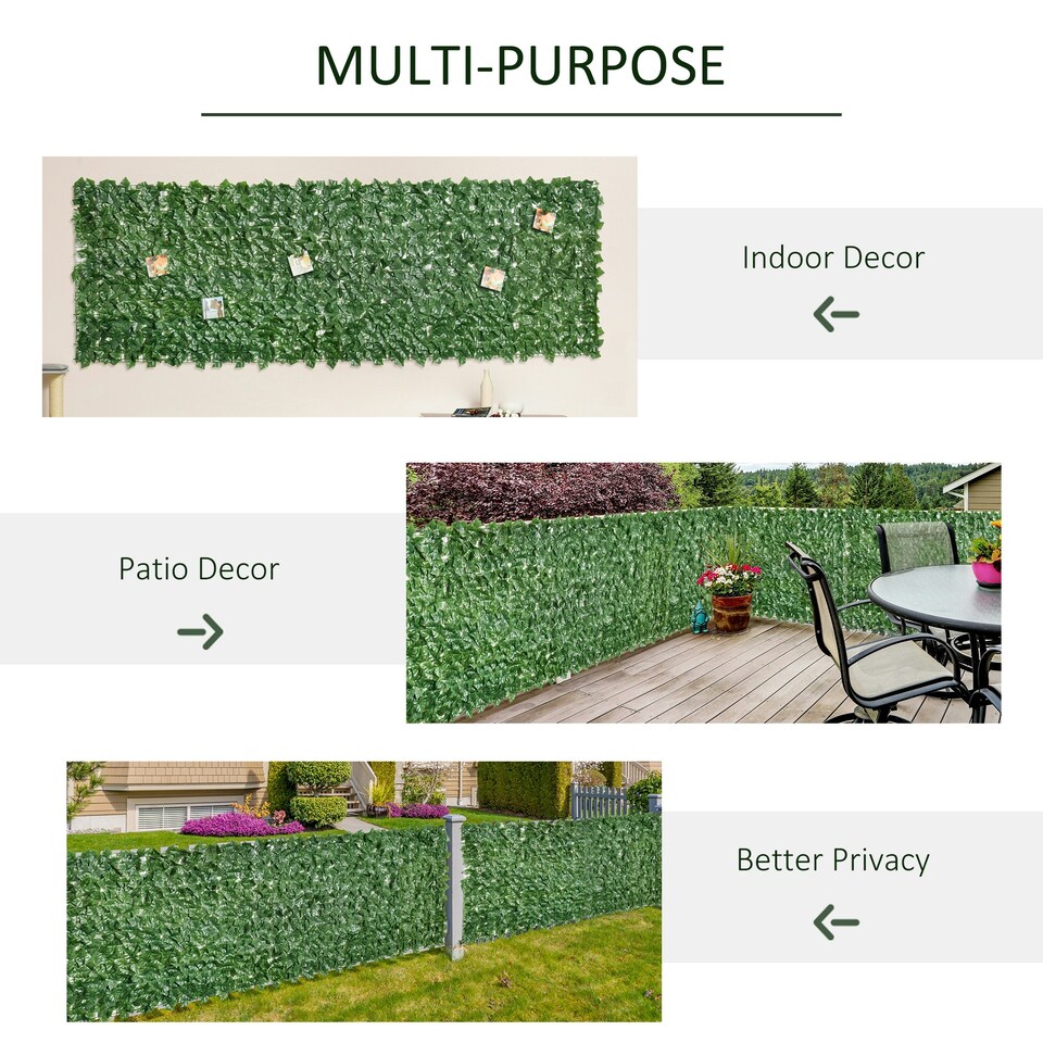 image 1 of Outsunny Artificial Leaf Hedge Panel Garden Fence Privacy Screen on Roll 1m x 3m