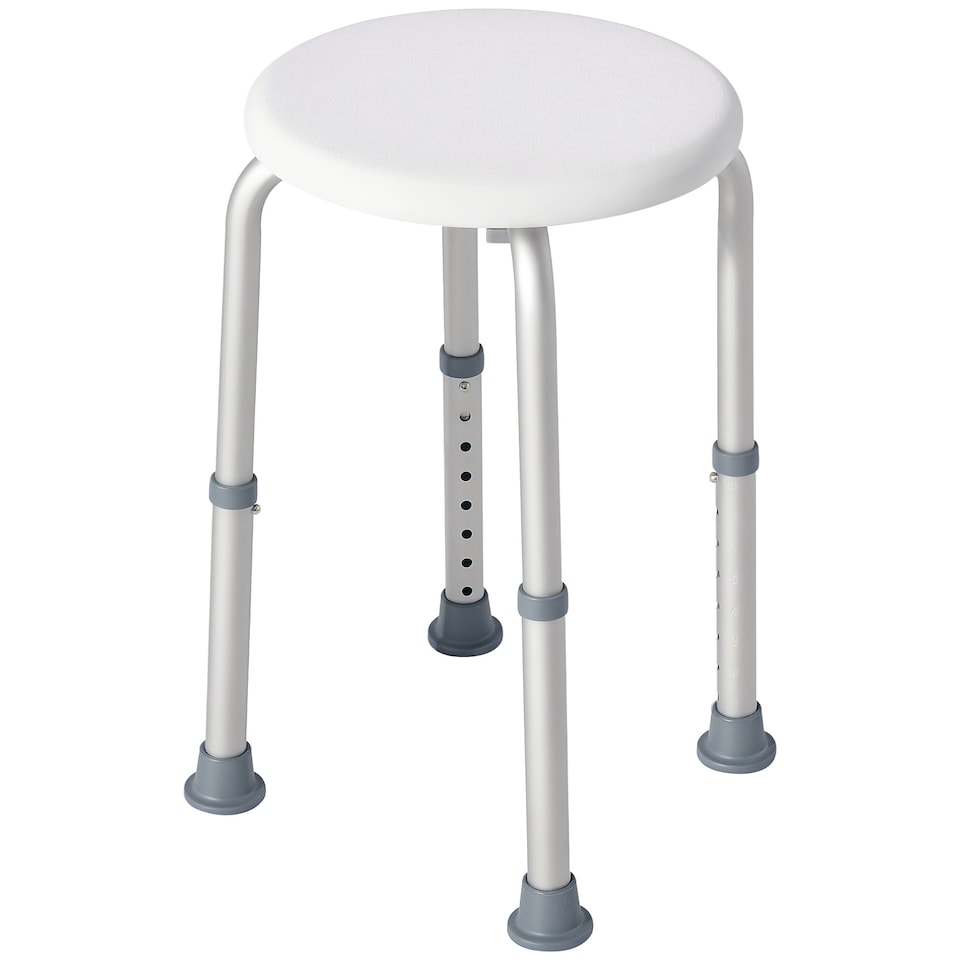 image 1 of HOMCOM Shower Chair, Adjustable Height Shower Stool with Aluminium Frame and Non-Slip Feet, Bathtub Stool Seat for Elderly Disabled Handicap, White