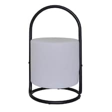 ValueLights Corte Black Outdoor Table Lamp Dimmable White Cylinder Shade