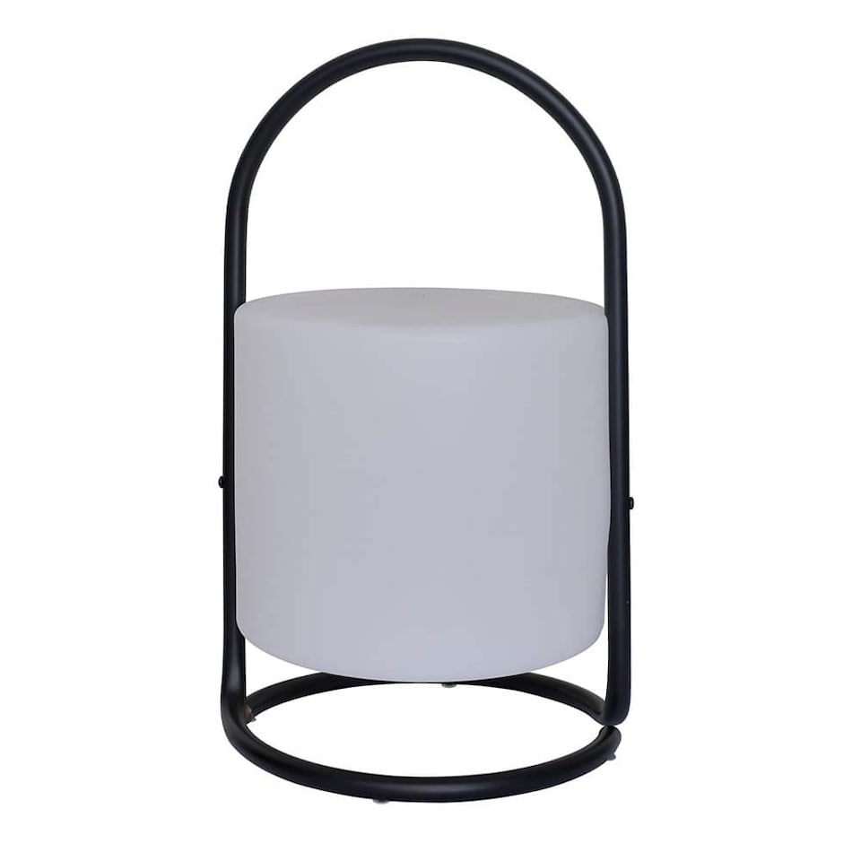 image 1 of ValueLights Corte Black Outdoor Table Lamp Dimmable White Cylinder Shade