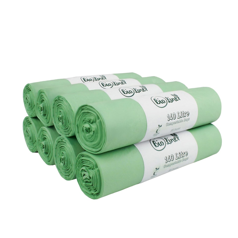 image 1 of BioLiner 140 Litre Compostable Large Wheelie Bin Bags - 8 Rolls