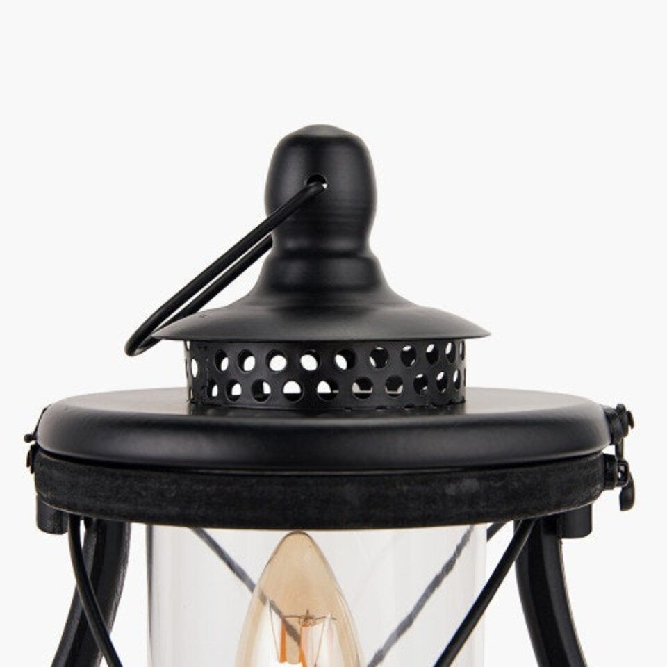 image 1 of Black Wood Lantern Table Lamp Miners Oil Lamp