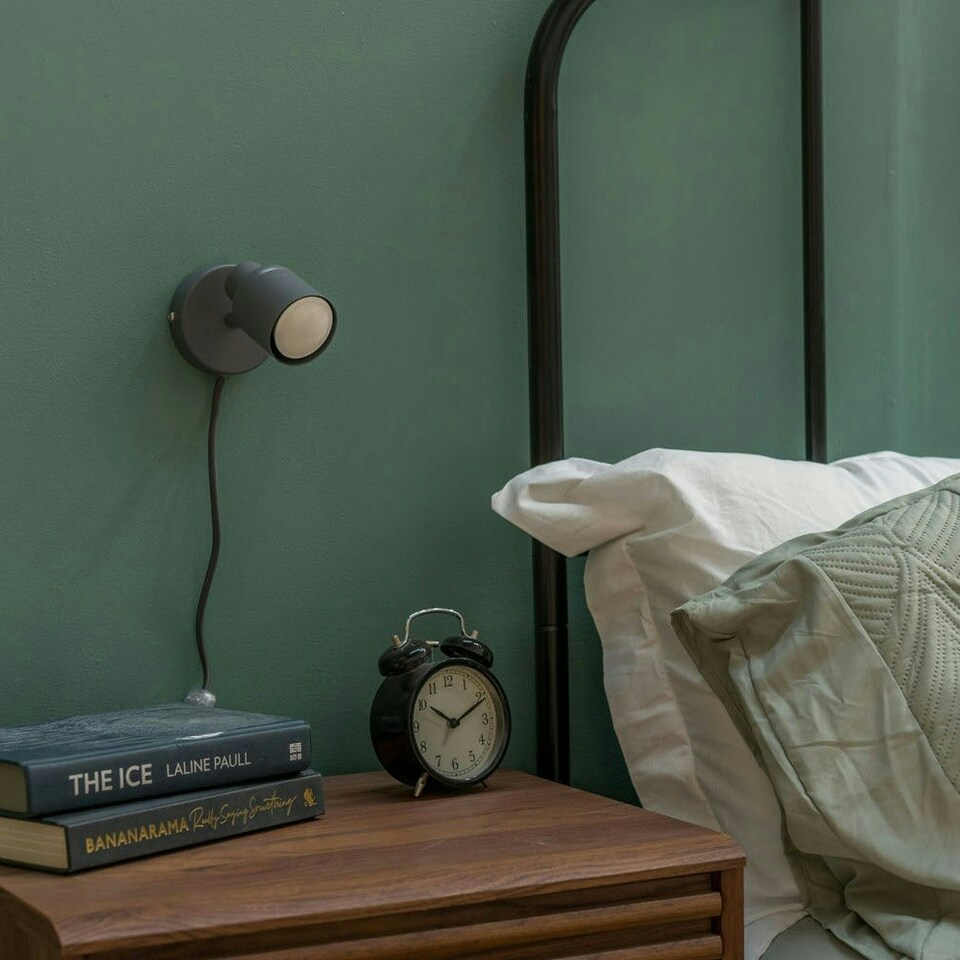 image 1 of ValueLights Grey Benton Adjustable Plug In Wall Light & Bulb Grey
