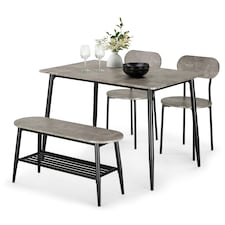 VonHaus Murray 4 Seater Dining Table and Chairs Set Grey | Black