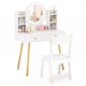 image 10 of COSTWAY Kids Vanity Set  Princess Vanity Desk Set White
