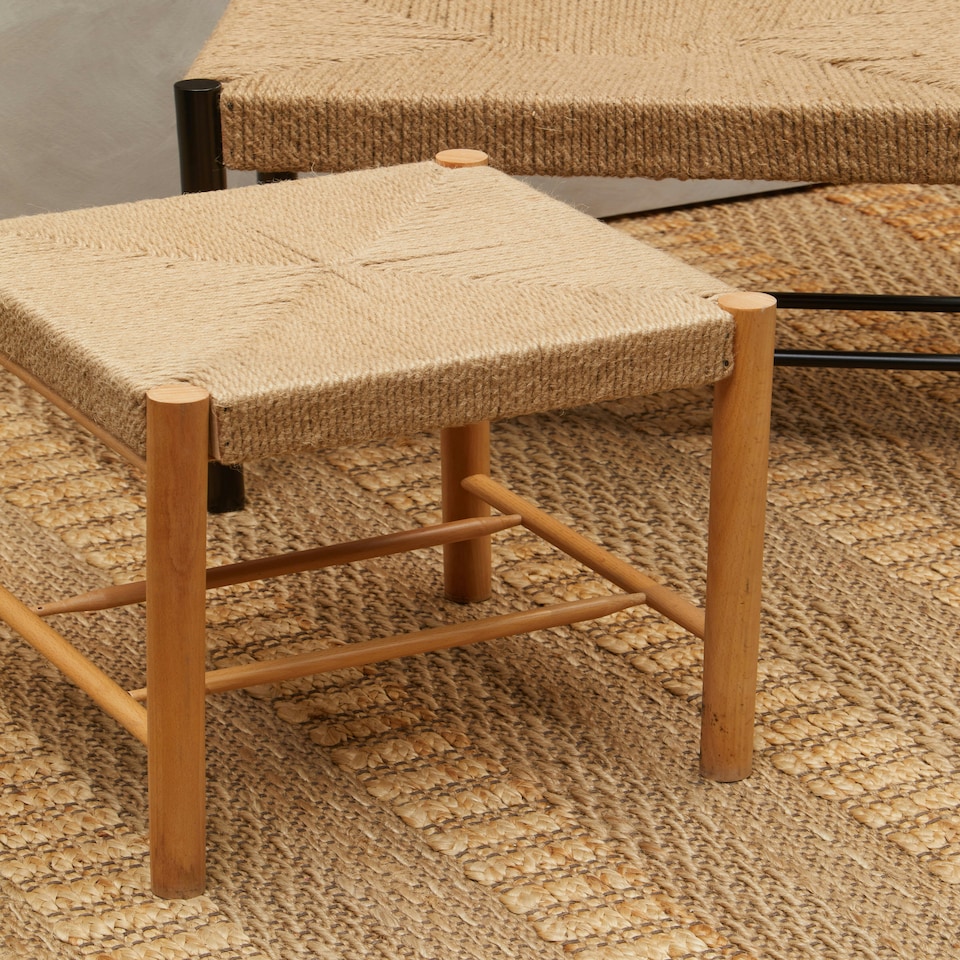 image 1 of Interiors by Premier Comfortable Contemporary Natural Wood Stool, Handwoven Bedroom Stool, Easy To Maintain Lounge Stool