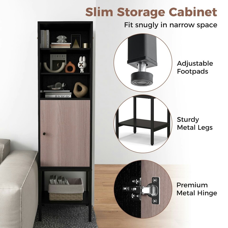 image 1 of COSTWAY Storage Cabinet w/Adjustable Shelf Black Black