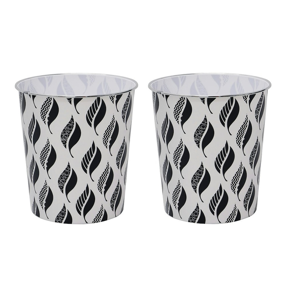 image 1 of JVL Small Leaves Waste Paper Bin, Set of 2 Multi