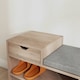 image 8 of HOMCOM Upholstered Entryway Shoe Bench with Storage Drawer Distressed Grey