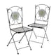 image 9 of Bistro Table Set Blue Floral Mosaic Design 2 Chairs Outdoor Garden Furniture
