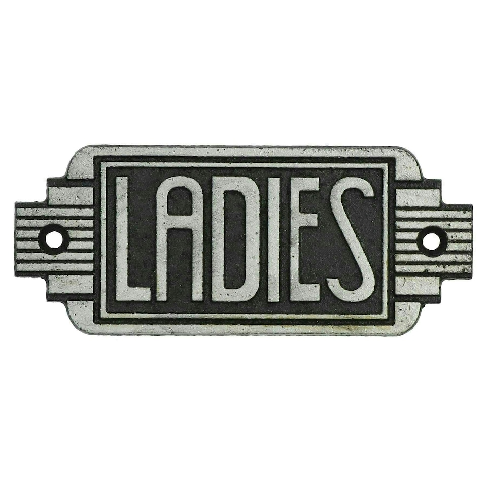 image 1 of Art Deco Ladies Toilet Cast Iron Sign Plaque Door Wall Cafe Shop Pub Hotel Bar