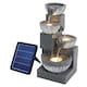 image 1 of Living and Home Solar Water Fountain Rockery 4-Tier Bowls with LED Light | Grey