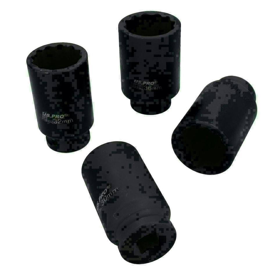image 1 of 1/2in drive Deep Impact Hub Nut Socket 30mm 32mm 34mm 36mm 12 Point 4pc