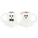image 1 of Something Different Mr And Mrs Boo Ghost Mug Set - White/Black/Baby Pink - One Size