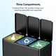 image 4 of 3 Compartment 45L Waste & Recycling Kitchen Bin (3 x 15L) | Black | Black | 45L