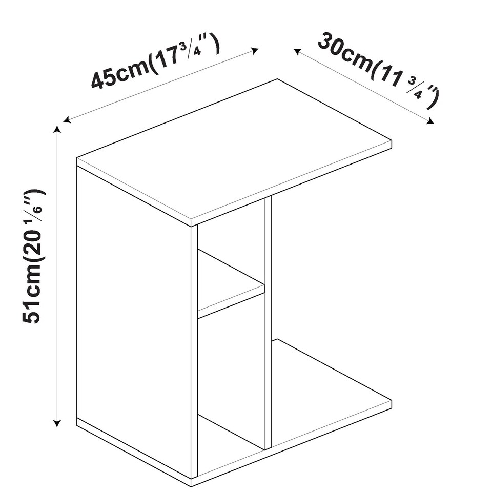 image 1 of C-Shape Side Wooden Table End Coffee Bedside Nightstand Laptop Snack Living Room | Multi | White/Black