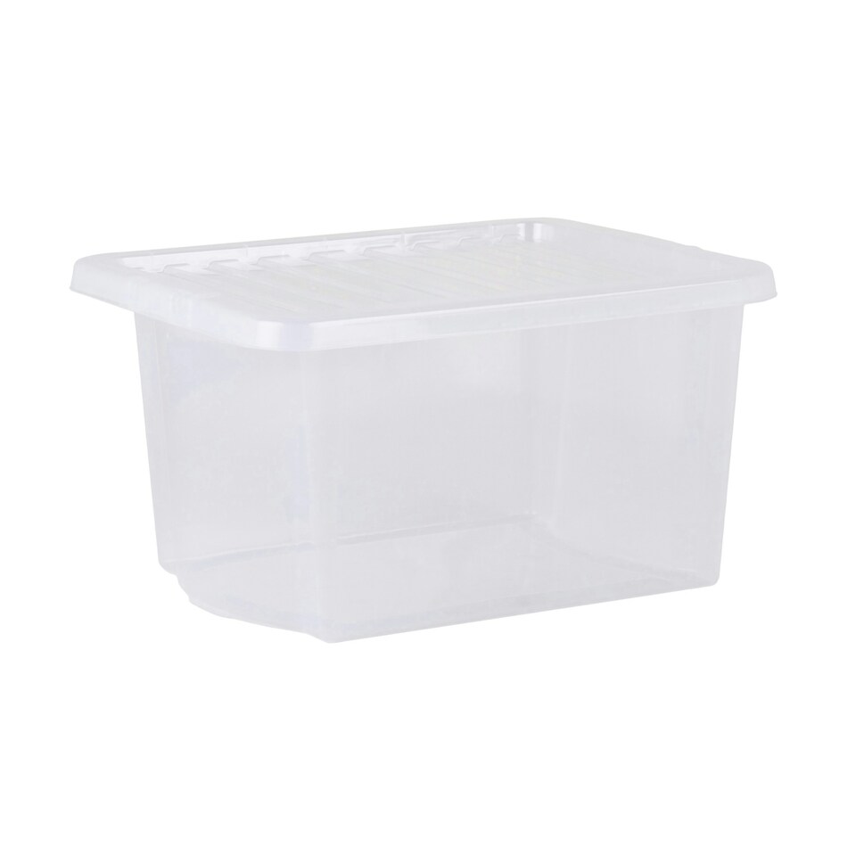 image 1 of Wham Crystal 5 x 28L Stackable Plastic Storage Boxes with Lids Clear