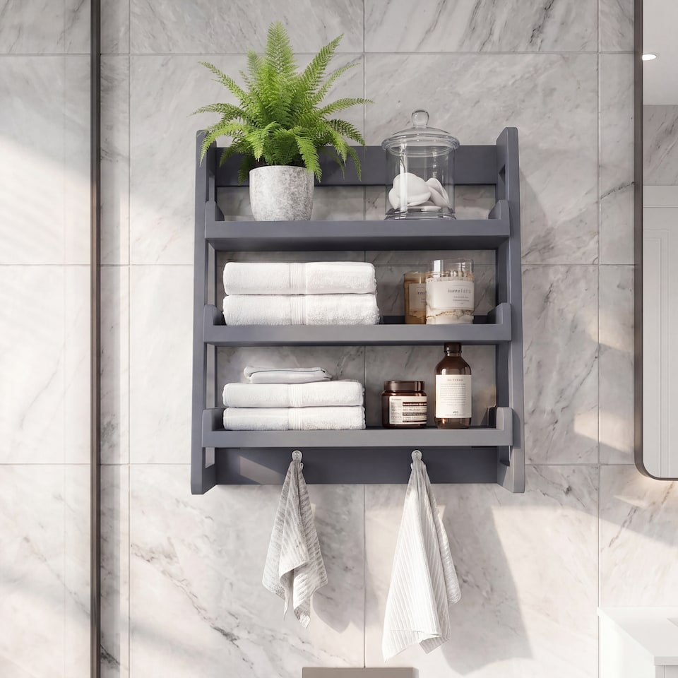 image 1 of Vida Designs Hayle Small Bathroom Hanging Rack - Grey