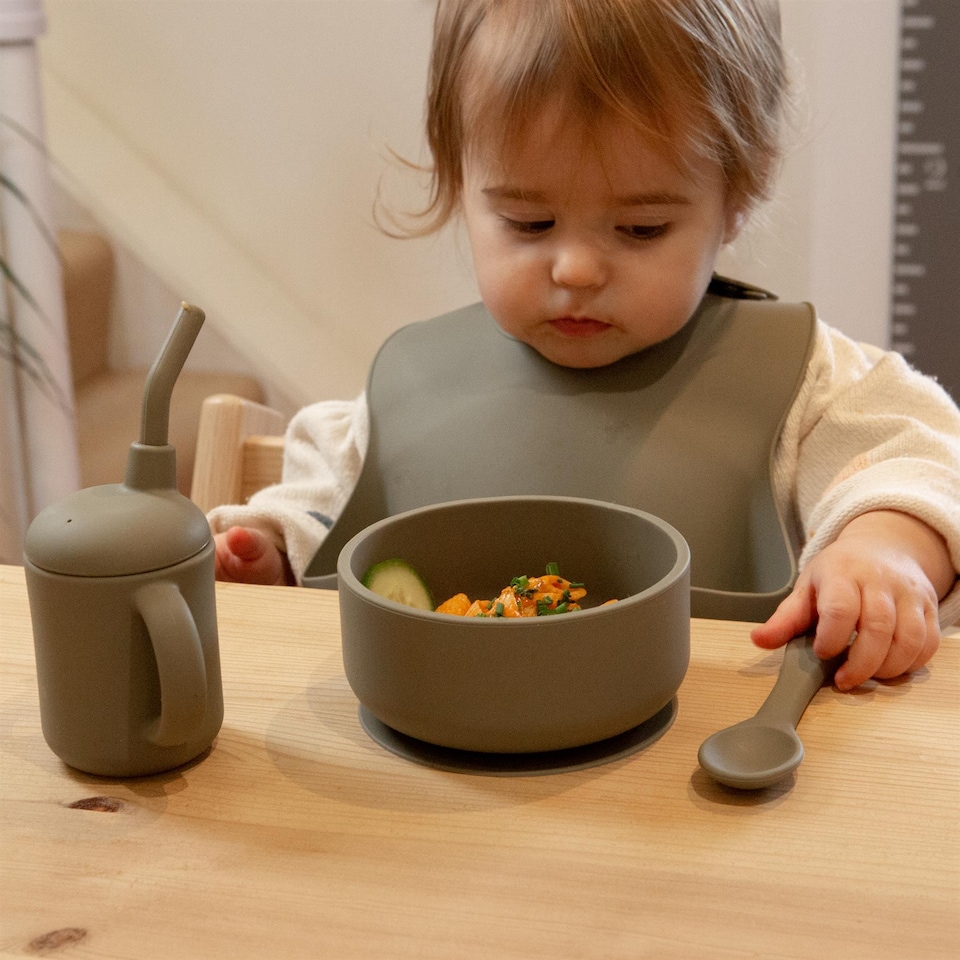 image 1 of Tiny Dining Baby Silicone Suction Bowl & Spoon Set - Silver Sage | Green | Silver Sage
