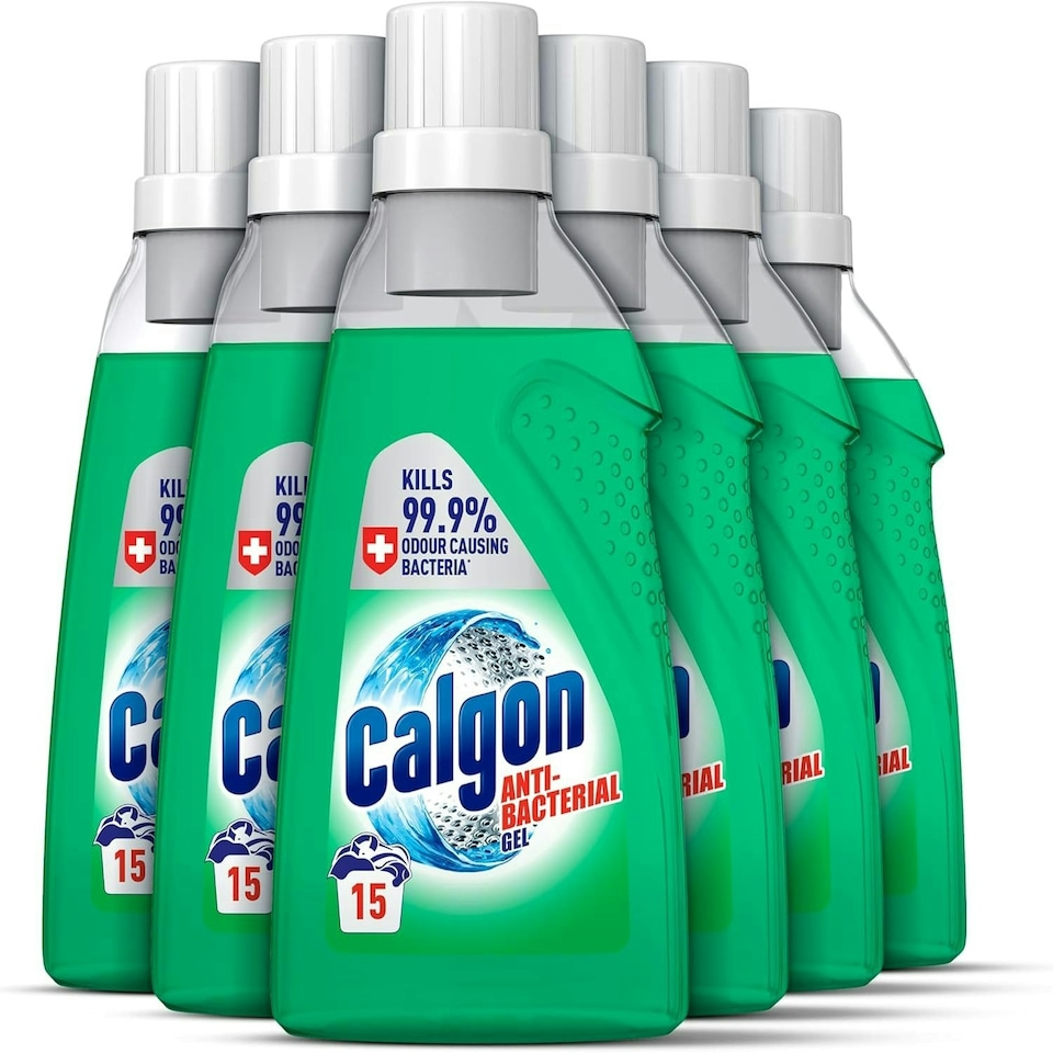 image 1 of Calgon Antibacterial Washing Machine Cleaner & Water Softener Gel, 750ml, Pack of 6, 90 Washes