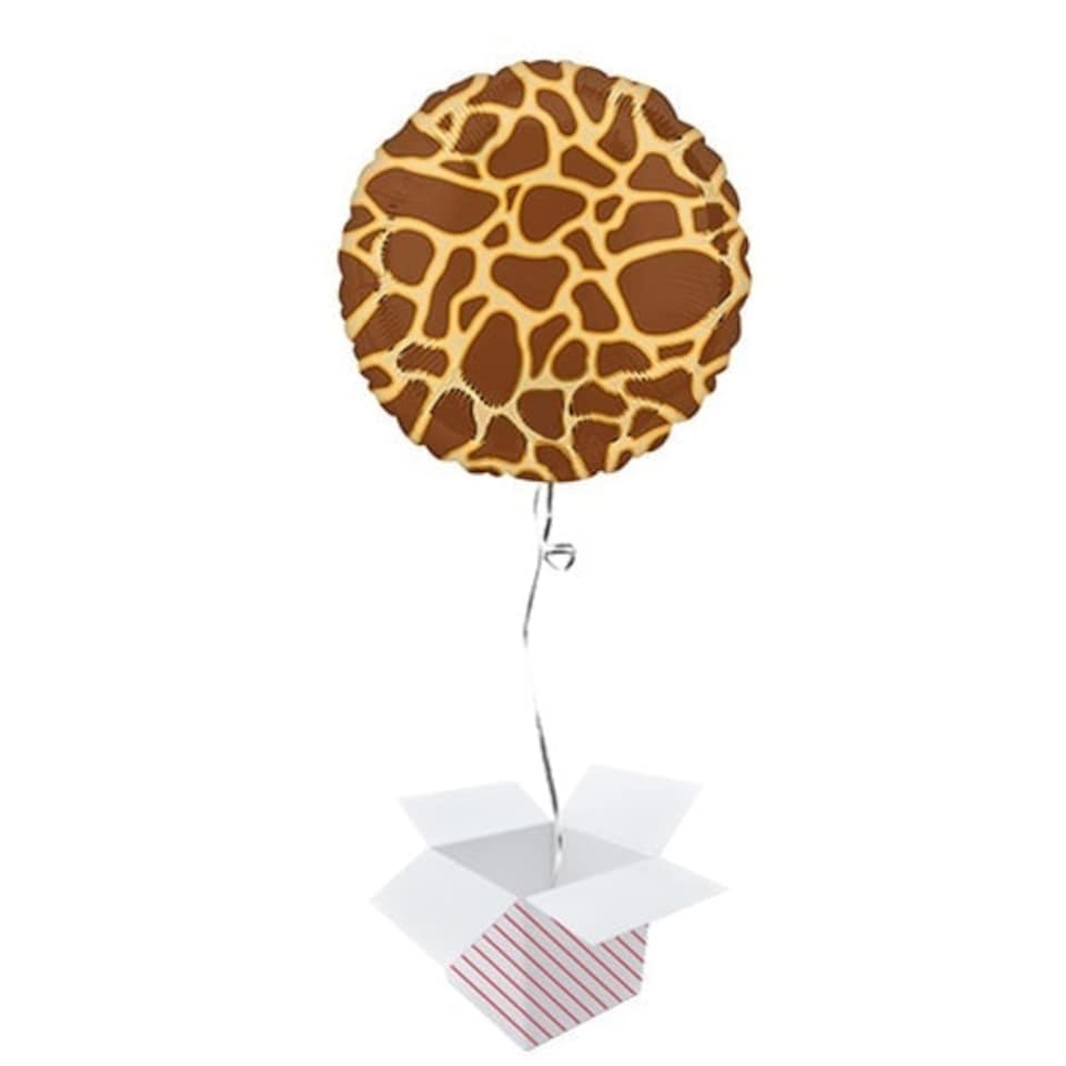 Animalz Giraffe Print Round Foil Helium Balloon - Inflated Balloon in a Box
