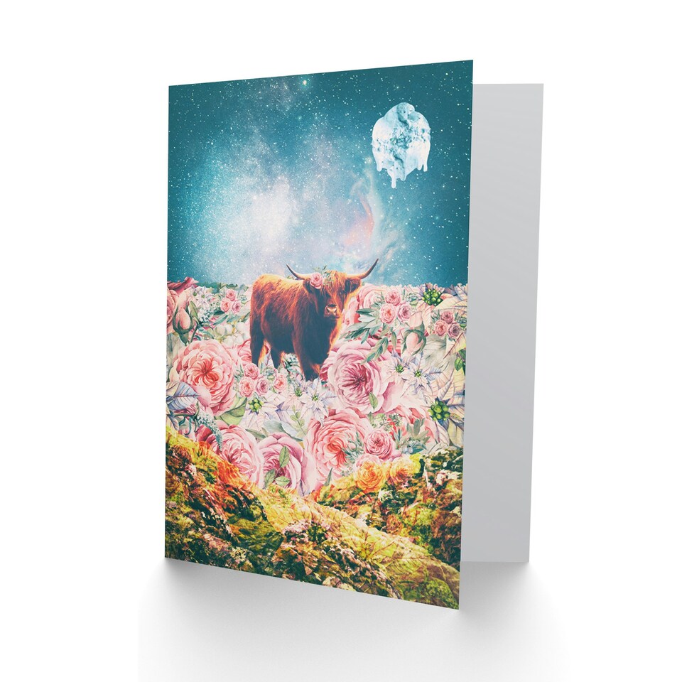 image 1 of Scottish Highland Hairy Trippy Psychedelic Scottish Scotland Card