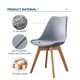 image 6 of Set of 2 Scandinavian Dining Chairs with Leather Cushions Solid Wood Legs Grey