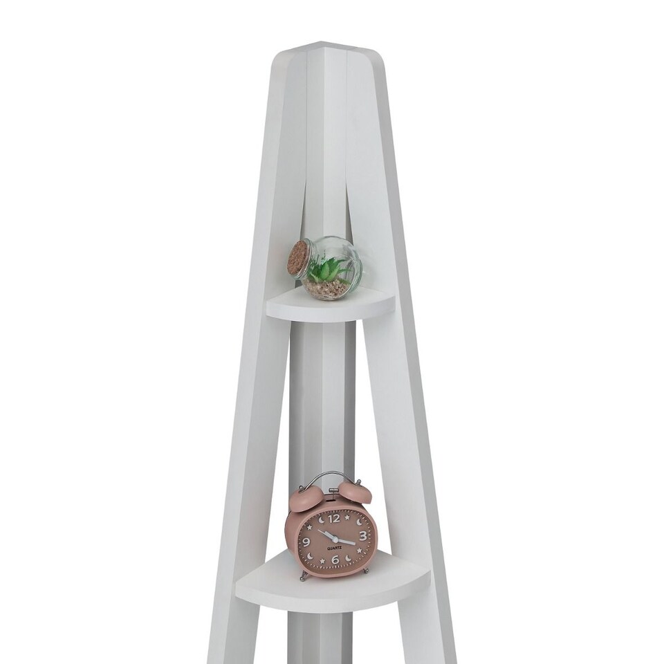 image 1 of Riva 5 Tier Ladder Corner Bookcase Shelving Rack Display Organiser White