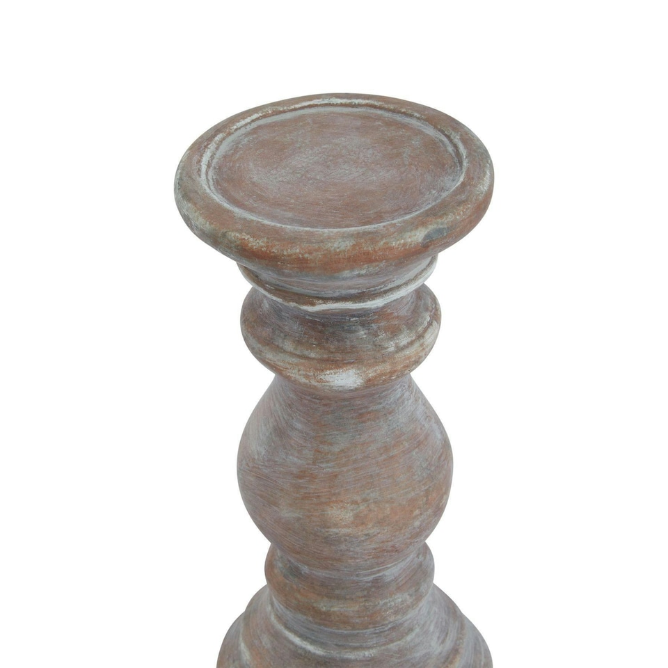 image 1 of Hill Interiors Siena Column Candle Holder - Brown - 30cm x 11cm x 11cm