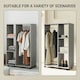 image 3 of HOMCOM Rolling Open Wardrobe Hanging Rail Storage Shelves for Clothes, Grey